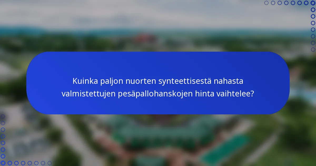 Kuinka paljon nuorten synteettisestä nahasta valmistettujen pesäpallohanskojen hinta vaihtelee?