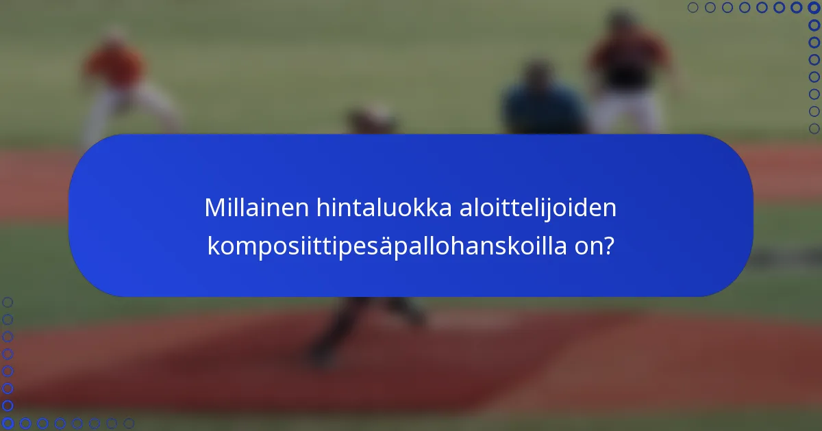 Millainen hintaluokka aloittelijoiden komposiittipesäpallohanskoilla on?