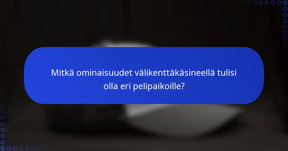 Mitkä ominaisuudet välikenttäkäsineellä tulisi olla eri pelipaikoille?