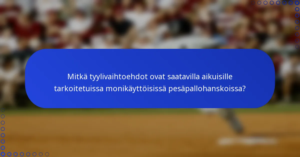 Mitkä tyylivaihtoehdot ovat saatavilla aikuisille tarkoitetuissa monikäyttöisissä pesäpallohanskoissa?